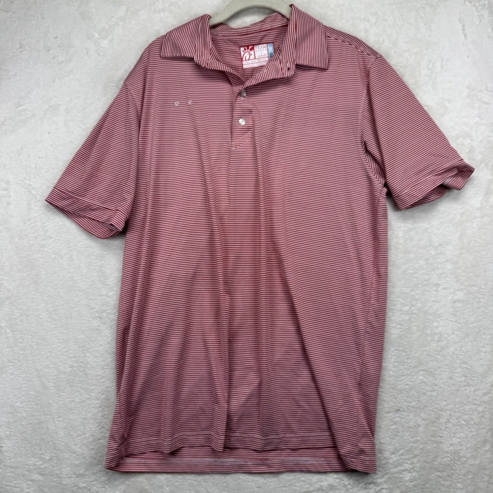 Chick-fil-A Team Style Polo Shirt Men's M Red Striped Uniform Employee